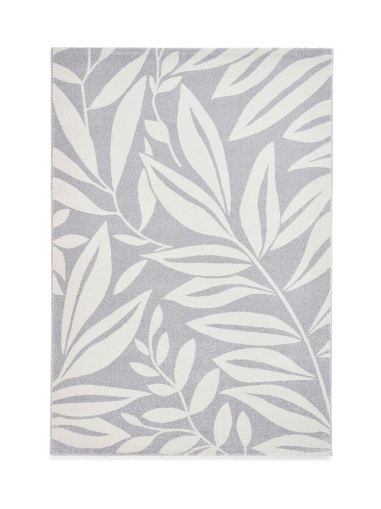 Catherine Lansfield Grey Sorral Leaves Botanical Rug - Image 2 of 6