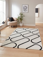 Catherine Lansfield White Linear Curve Modern Geometric Rug - Image 1 of 6