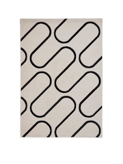 Catherine Lansfield White Linear Curve Modern Geometric Rug - Image 2 of 6