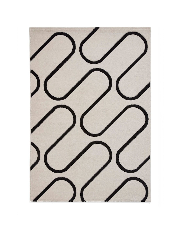 Catherine Lansfield White Linear Curve Modern Geometric Rug - Image 2 of 6