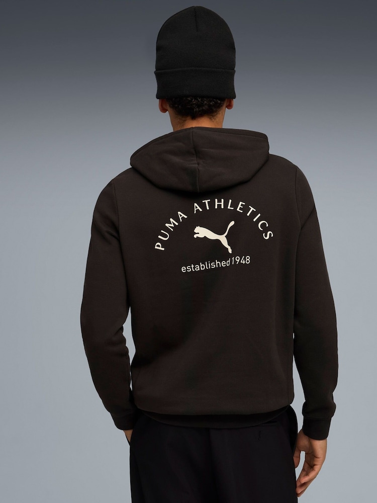 Puma Black Mens Classic Backprint Graphic Hoodie - Image 2 of 5