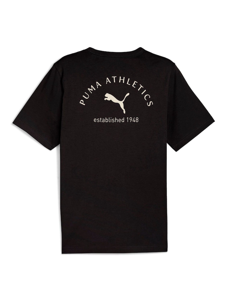 Puma Black Mens Classic Bakcprint Graphic T-Shirt - Image 5 of 5 Puma Black Mens Classic Bakcprint Graphic T-Shirt - Image 5 of 5