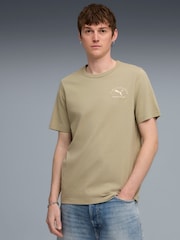 Puma Khaki Green Mens Classic Bakcprint Graphic T-Shirt - Image 1 of 5