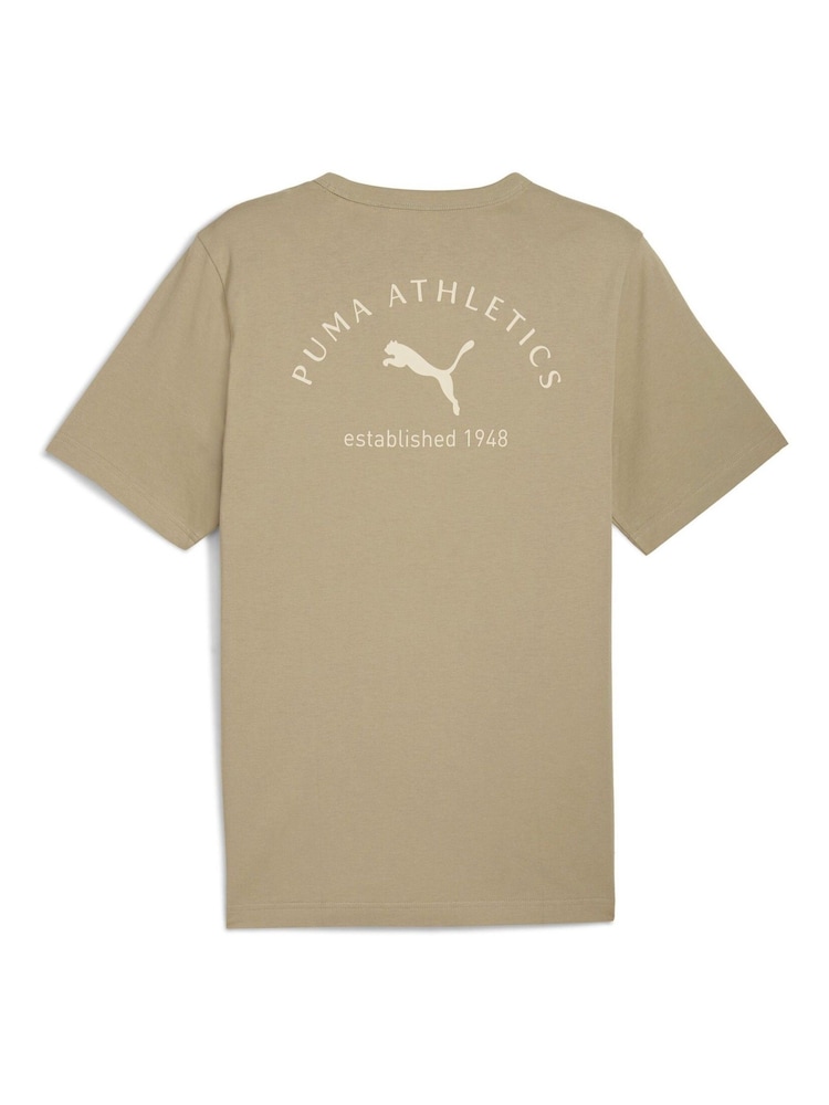 Puma Khaki Green Mens Classic Bakcprint Graphic T-Shirt - Image 5 of 5 Puma Khaki Green Mens Classic Bakcprint Graphic T-Shirt - Image 5 of 5