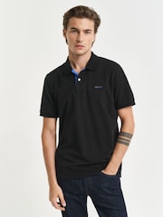 GANT Black Contrast Piqué Polo Shirt - Image 1 of 4