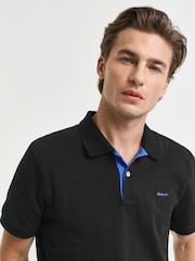 GANT Black Contrast Piqué Polo Shirt - Image 2 of 4