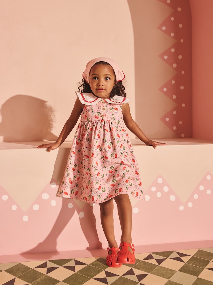 Pink Cherry Print Cath Kidston Collar Dress (3mths-8yrs) - Image 1 of 7