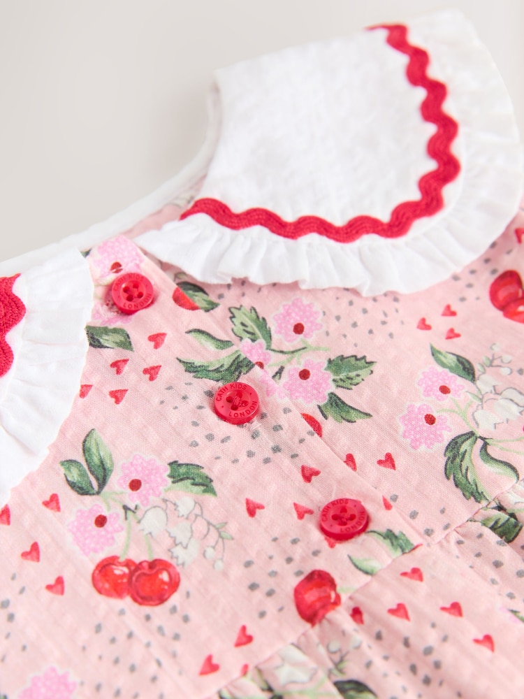 Pink Cherry Print Cath Kidston Collar Dress (3mths-8yrs) - Image 7 of 7