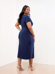 Lipsy Navy Curve V-Neck Jersey Short Sleeve Midi Dress - Image 3 of 4