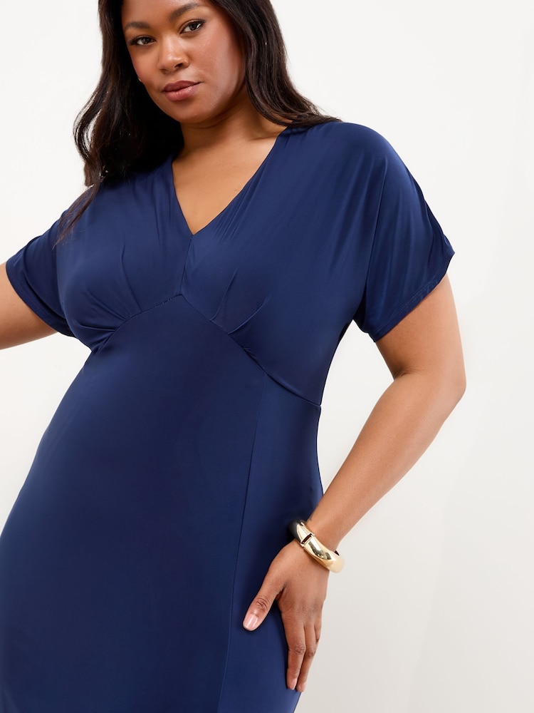 Lipsy Navy Curve V-Neck Jersey Short Sleeve Midi Dress - Image 4 of 4