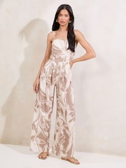 Lipsy Palm Print Jumpsuit with Removable Cami Straps - Imagen 1 de 4