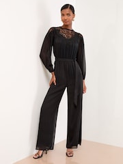Lipsy Long Sleeve Lace Cutwork Jumpsuit - Imagem 1 de 4