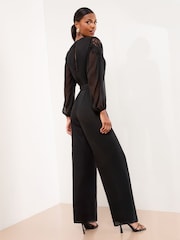 Lipsy Long Sleeve Lace Cutwork Jumpsuit - Imagem 4 de 4