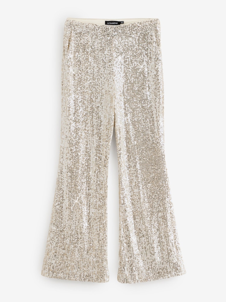 Sosandar Gold Sequin Trousers - Image 1 of 1 Sosandar Gold Sequin Trousers - Image 1 of 1