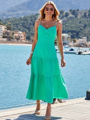 Sosandar Green Tiered Hem Maxi Dress - Image 5 of 5