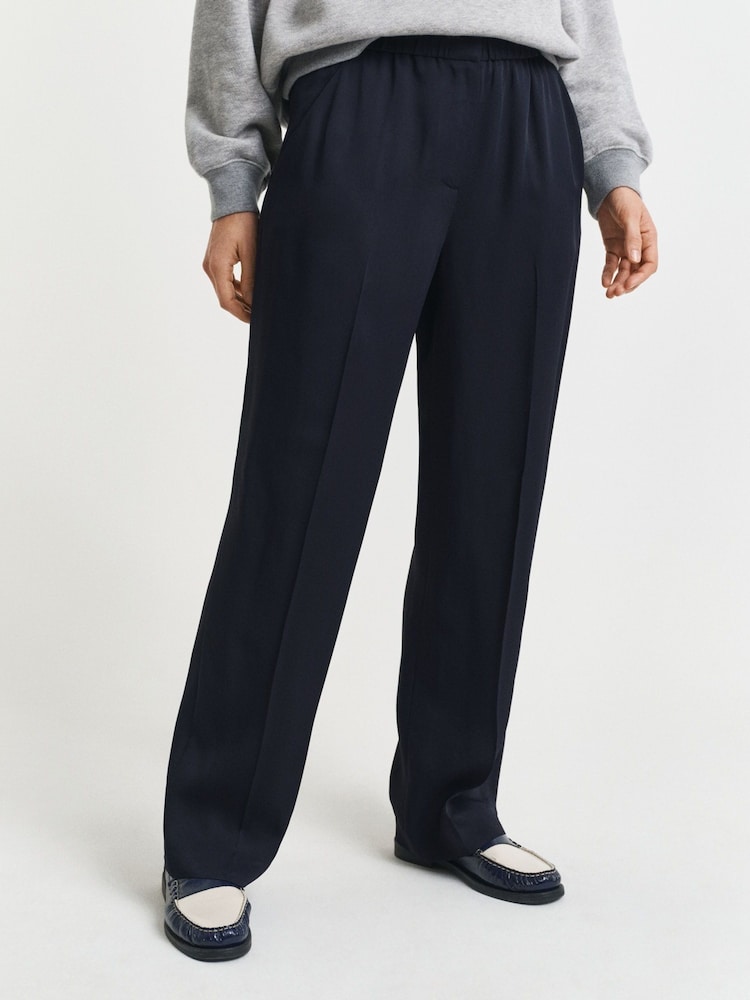 GANT Blue Straight Leg Fluid Pants - Image 1 of 4 GANT Blue Straight Leg Fluid Pants - Image 1 of 4