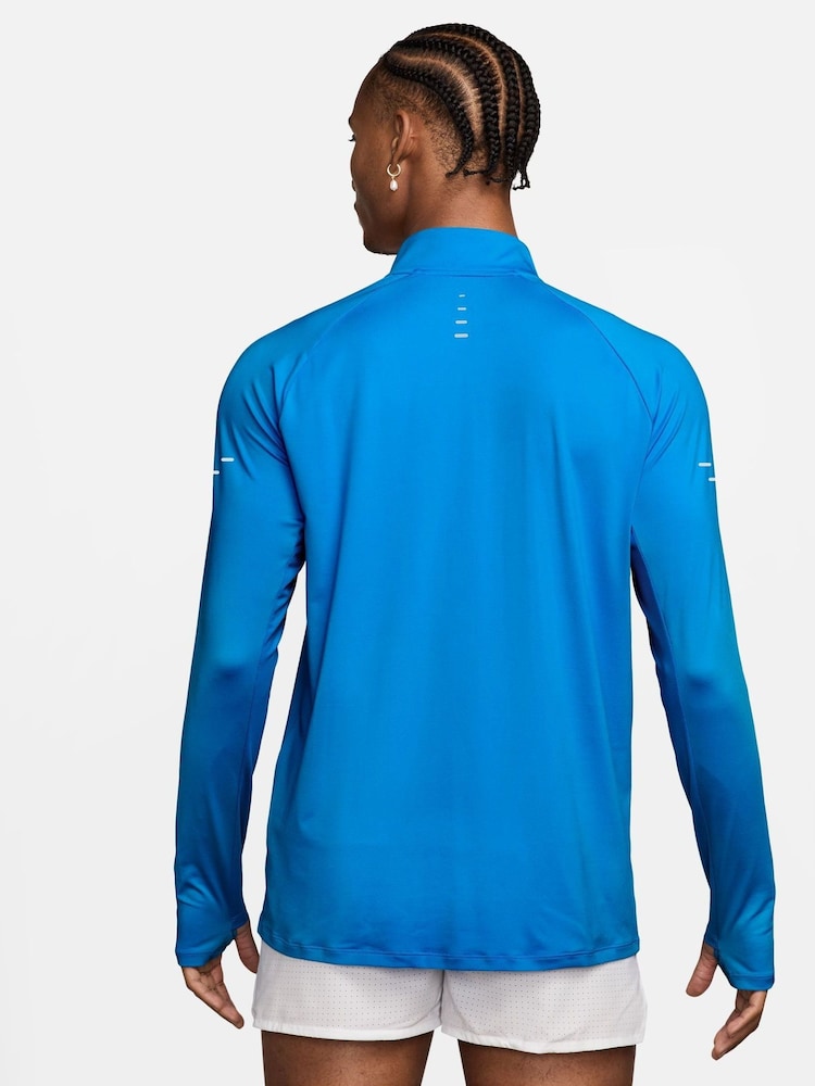 Nike Hero Blue Dri-FIT Stride Half Zip Midlayer Running Top - Image 2 of 4 Nike Hero Blue Dri-FIT Stride Half Zip Midlayer Running Top - Image 2 of 4