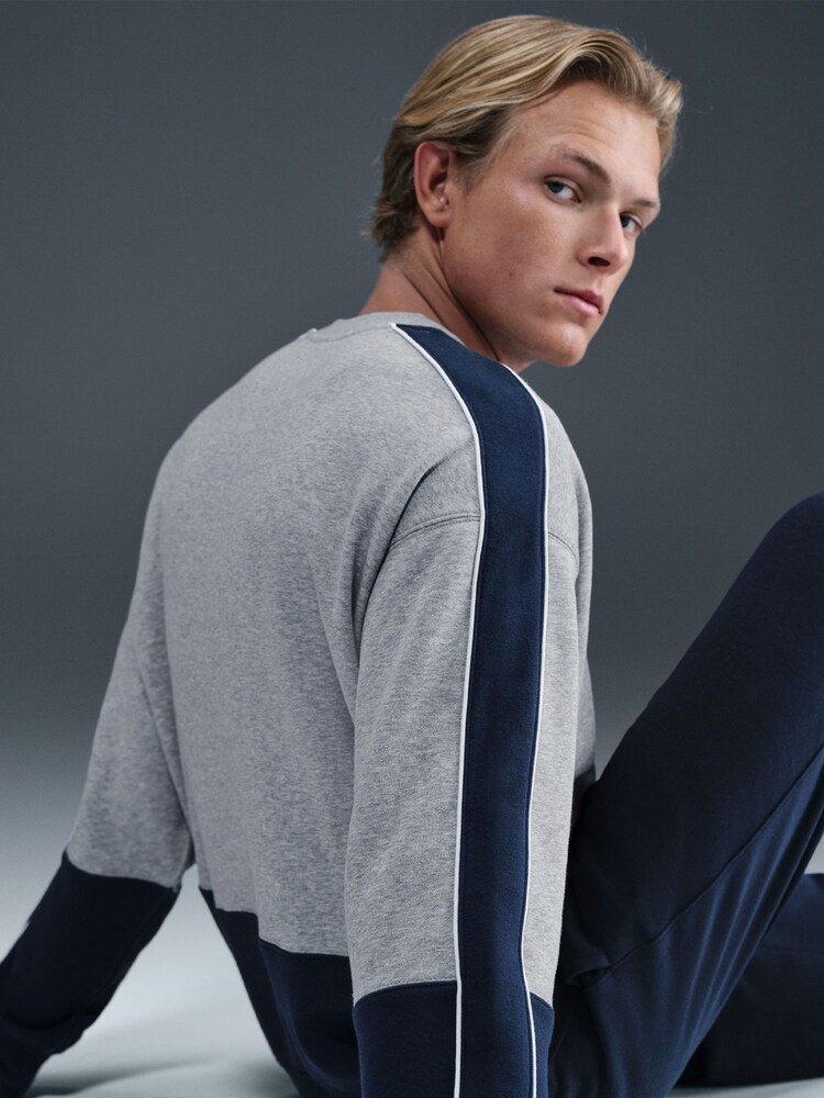Nike Grey/Navy Club Brushed Fleece Crew T-Shirt - Image 2 of 5