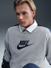 Nike Grey/Navy Club Brushed Fleece Crew T-Shirt - Image 4 of 5