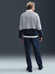 Nike Grey/Navy Club Brushed Fleece Crew T-Shirt - Image 5 of 5