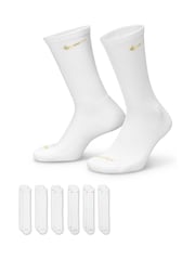 Nike White/Gold Everyday Plus Cushioned Training Crew Socks 6 Pack - Image 1 of 4