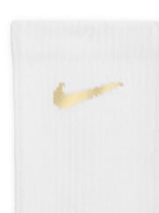 Nike White/Gold Everyday Plus Cushioned Training Crew Socks 6 Pack - Image 4 of 4