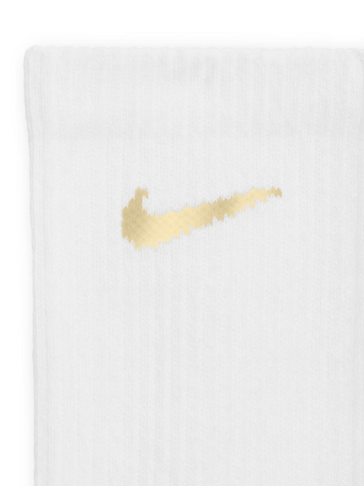 Nike White/Gold Everyday Plus Cushioned Training Crew Socks 6 Pack - Image 4 of 4