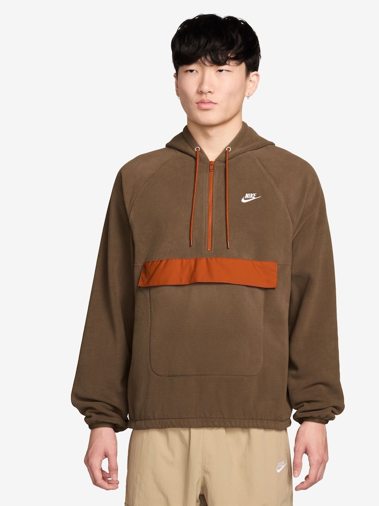 Nike Mosswood Brown Club Winterised Polar Brushed Fleece Top - Image 1 of 3