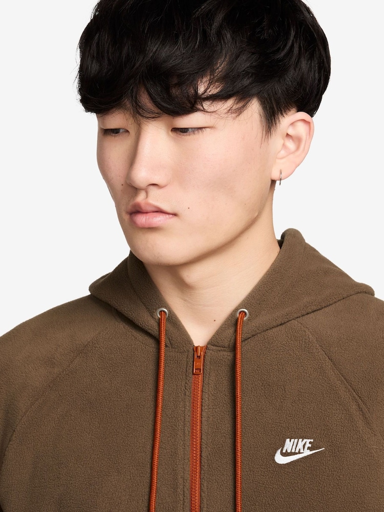Nike Mosswood Brown Club Winterised Polar Brushed Fleece Top - Image 3 of 3
