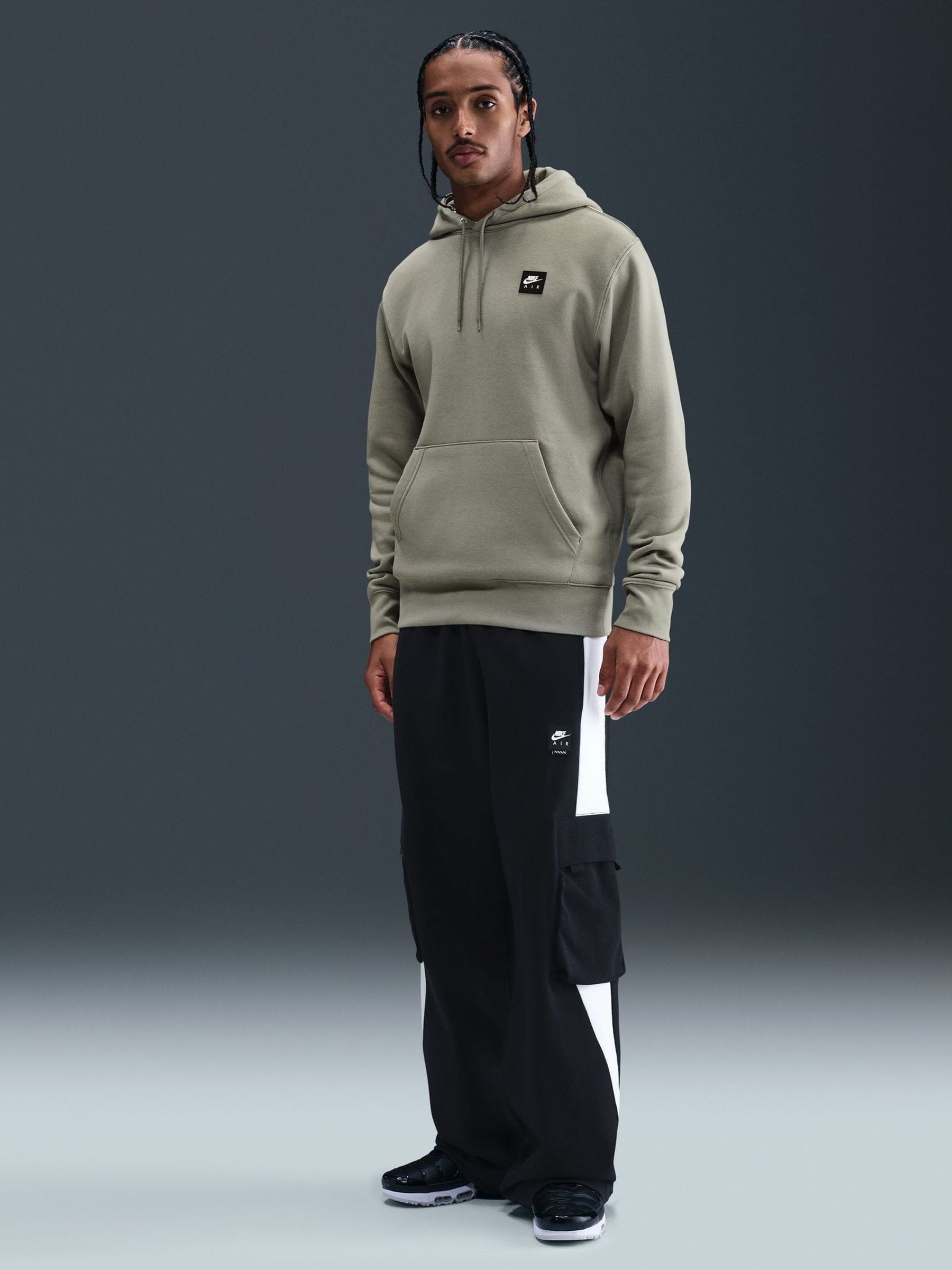 nike air hoodie grey and green