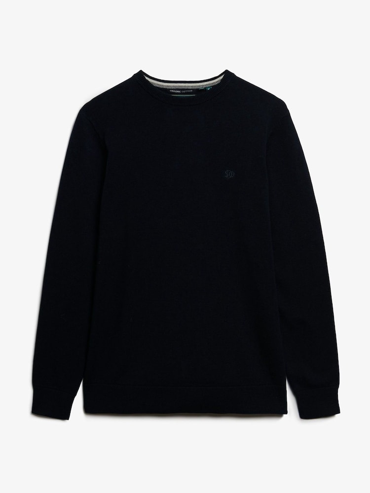 Superdry Blue Essentials Cotton Jumper - Image 6 of 6 Superdry Blue Essentials Cotton Jumper - Image 6 of 6