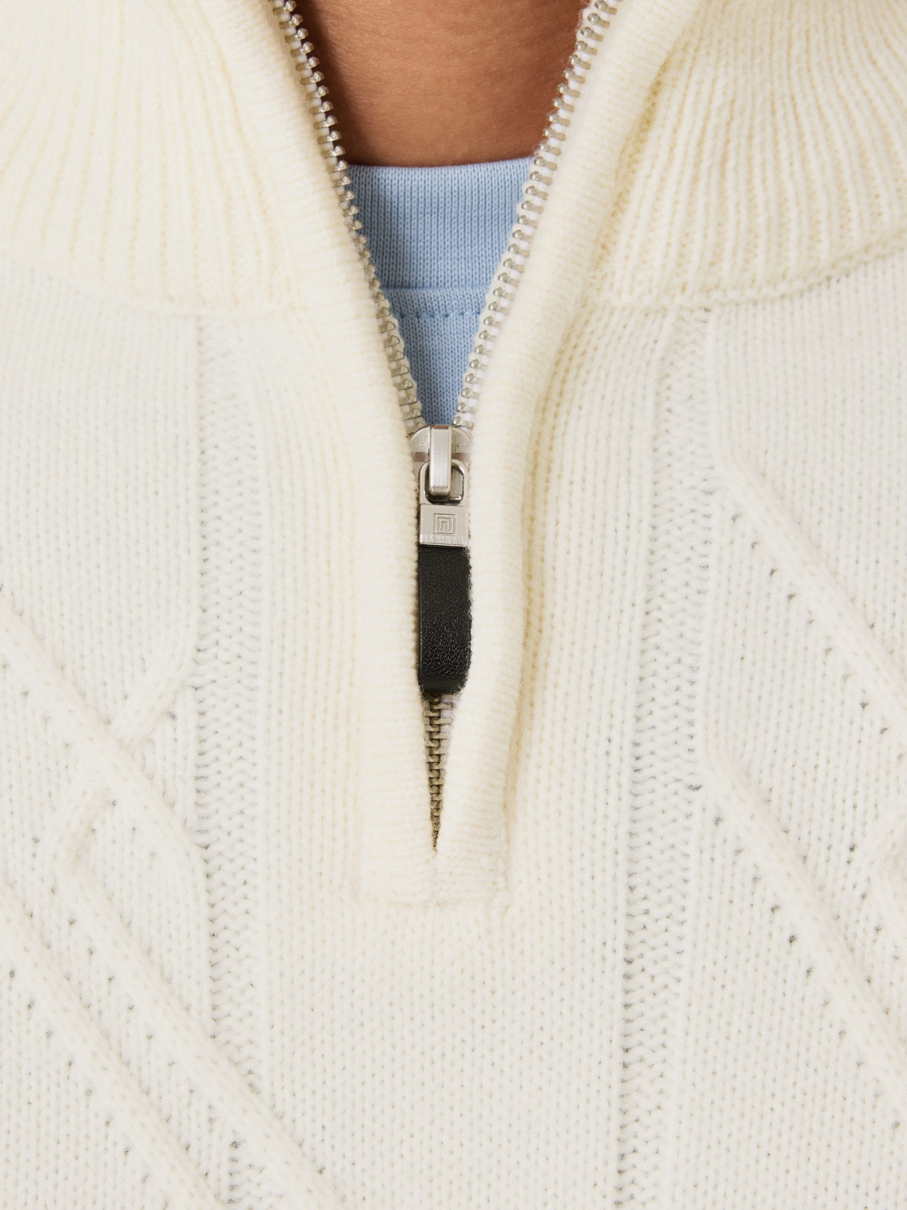 theredthread S contrast zip knit ホワイト THEREDTHREAD S contrast zip knit ivory - メルカリ