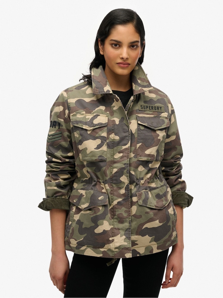 Superdry Green Embellished M65 Military Jacket - Image 1 of 5