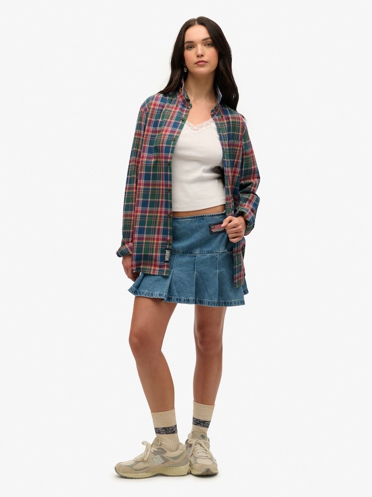 Superdry Green Oversized Vintage Check Shirt - Image 3 of 6