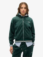 Superdry Green Country Club Velour Zip Hoodie - Image 1 of 5