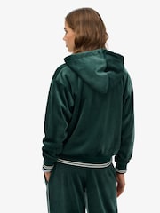Superdry Green Country Club Velour Zip Hoodie - Image 3 of 5