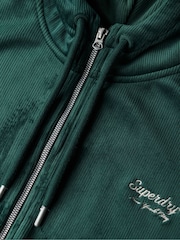 Superdry Green Country Club Velour Zip Hoodie - Image 5 of 5
