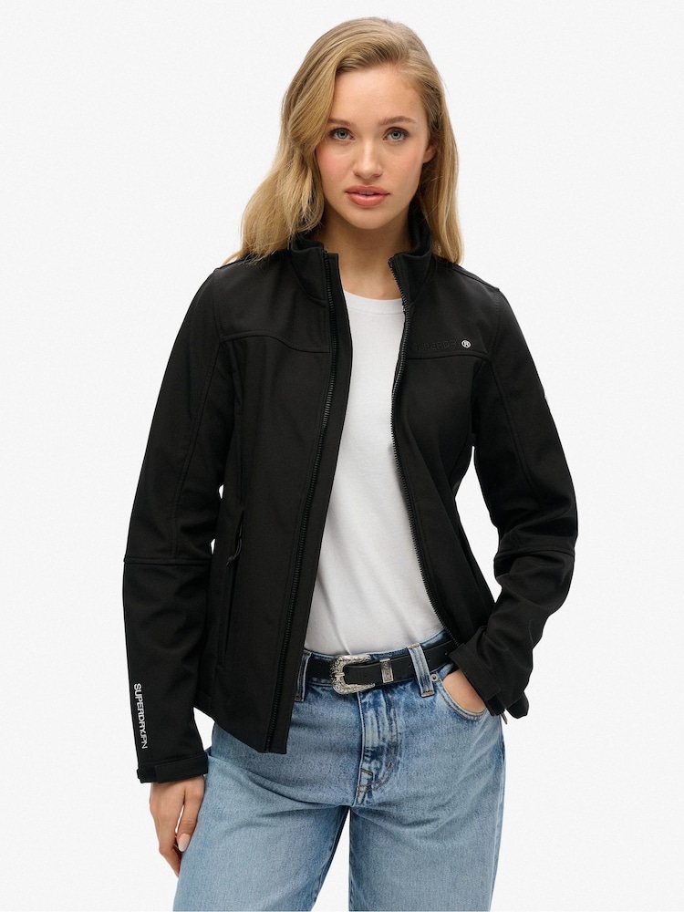 Superdry Black Softshell Trekker Jacket - Image 1 of 4
