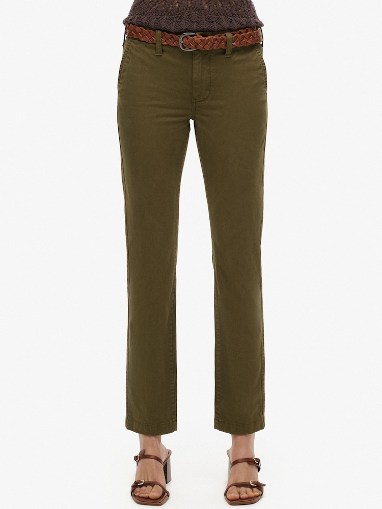 Superdry Green Mid Rise Chino Trousers - Image 3 of 5