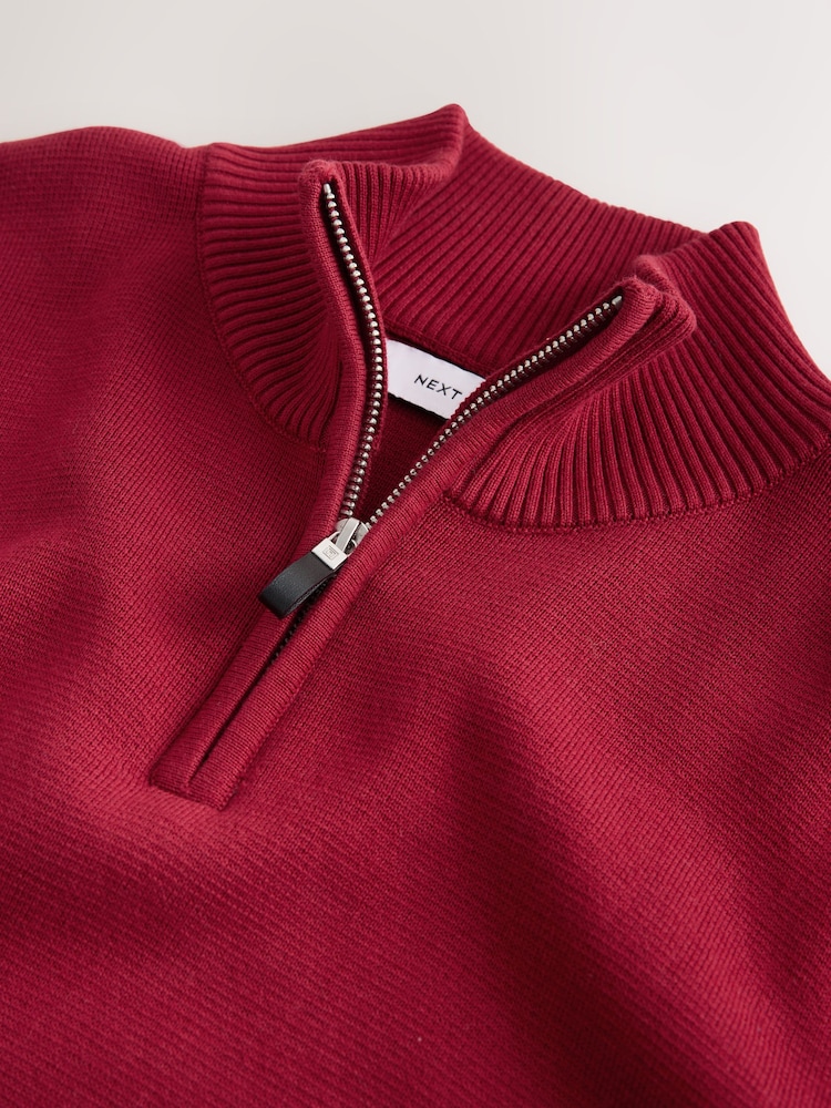 Red Plain Regular Fit Premium Quarter Zip Jumper - Image 7 of 7 Red Plain Regular Fit Premium Quarter Zip Jumper - Image 7 of 7