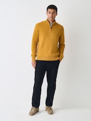 Ockergelb - Einfarbig - Hochwertiger Pullover mit Viertelreißverschluss in normaler Passform - Bild 2 von 8
