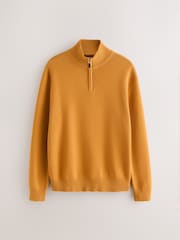 Ockergelb - Einfarbig - Hochwertiger Pullover mit Viertelreißverschluss in normaler Passform - Bild 6 von 8