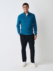 Azul azul-petróleo - Pullover texturizado premium com zíper de um quarto e Regular fit - Imagem 2 de 7