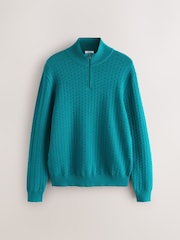 Azul azul-petróleo - Pullover texturizado premium com zíper de um quarto e Regular fit - Imagem 5 de 7