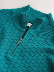 Azul azul-petróleo - Pullover texturizado premium com zíper de um quarto e Regular fit - Imagem 7 de 7