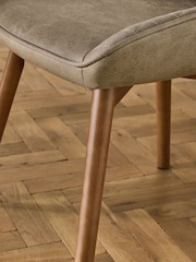 Set of 2 Monza Faux Leather Mink Natural Hamilton Mid Wood Leg Quilted Dining Chairs - Image 2 of 7