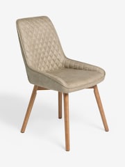 Set of 2 Monza Faux Leather Mink Natural Hamilton Mid Wood Leg Quilted Dining Chairs - Image 4 of 7