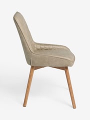 Set of 2 Monza Faux Leather Mink Natural Hamilton Mid Wood Leg Quilted Dining Chairs - Image 5 of 7