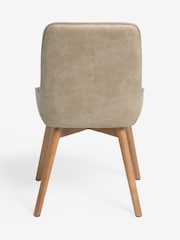 Set of 2 Monza Faux Leather Mink Natural Hamilton Mid Wood Leg Quilted Dining Chairs - Image 6 of 7