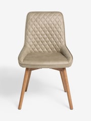Set of 2 Monza Faux Leather Mink Natural Hamilton Mid Wood Leg Quilted Dining Chairs - Image 7 of 7